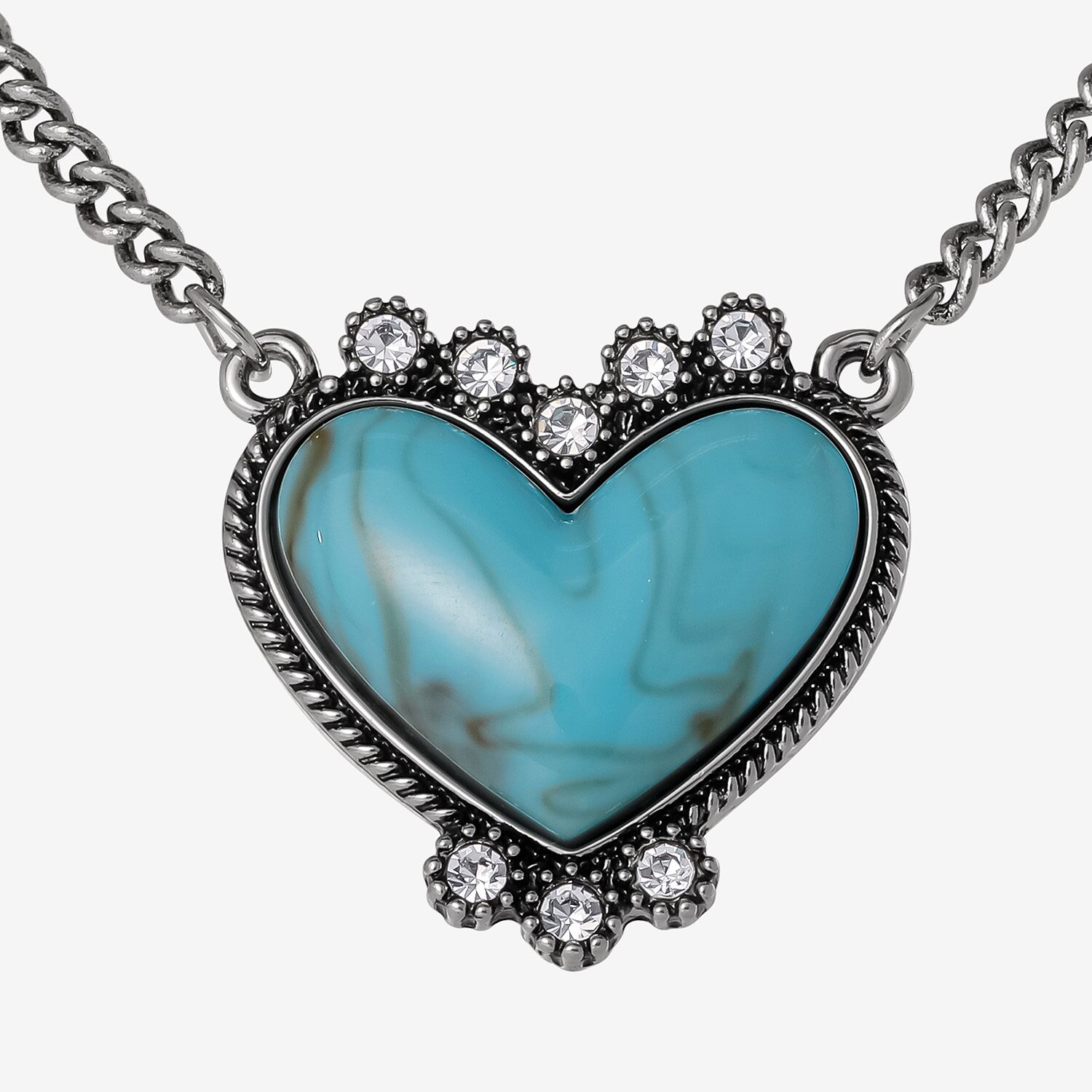 JS Jessica Simpson Silver Tone Pendant Necklace & Stud Earring Womens Multi Color Glass Heart 3-pc. Jewelry Set