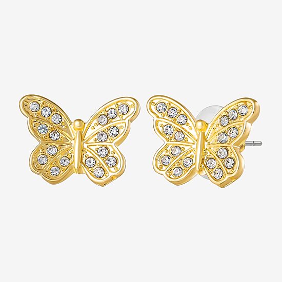 JS Jessica Simpson Gold Tone Hoop & Stud Womens Glass Bow Butterfly 5 Pair Earring Set