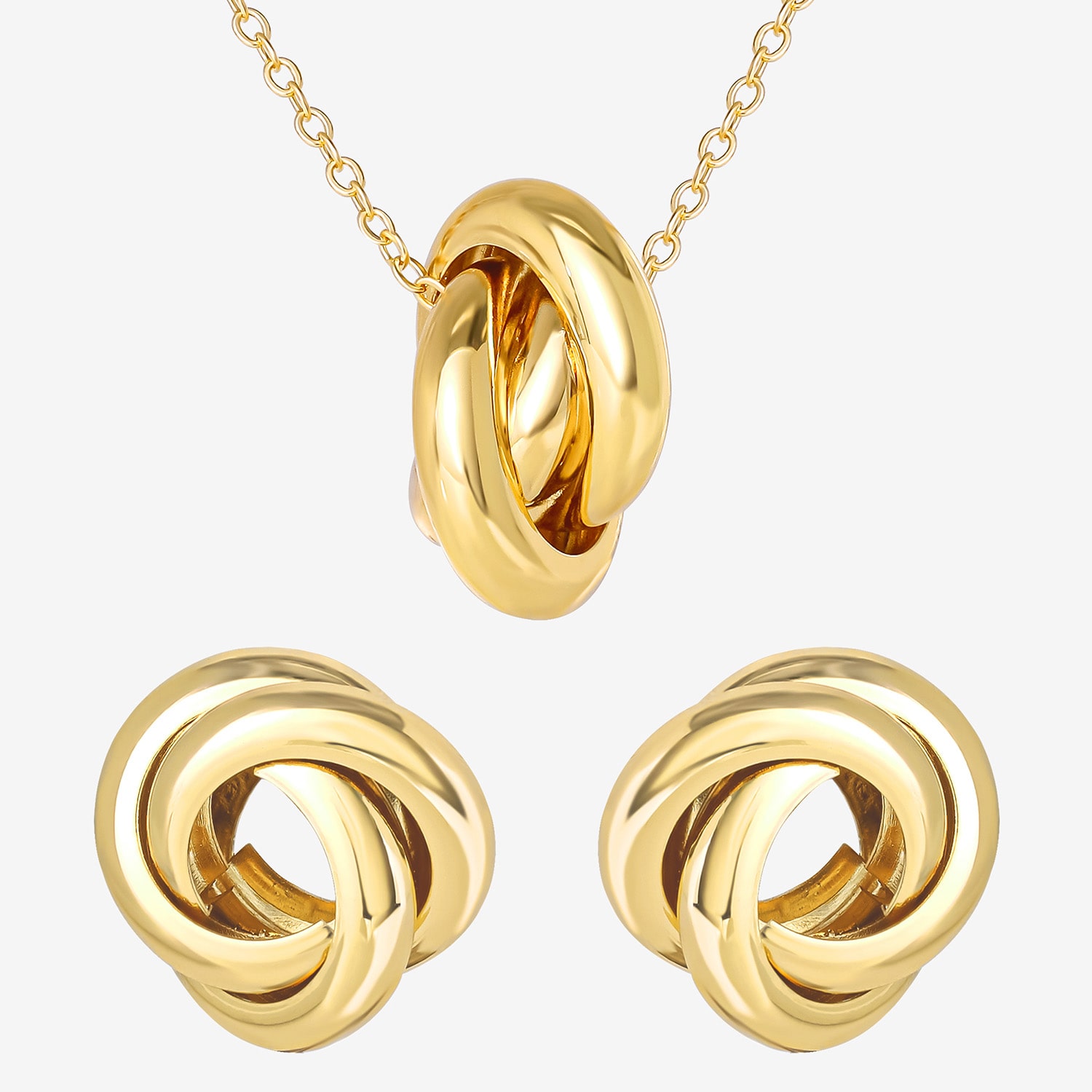 JS Jessica Simpson Gold Tone Pendant Necklace & Stud Earring Womens Knot 3-pc. Jewelry Set