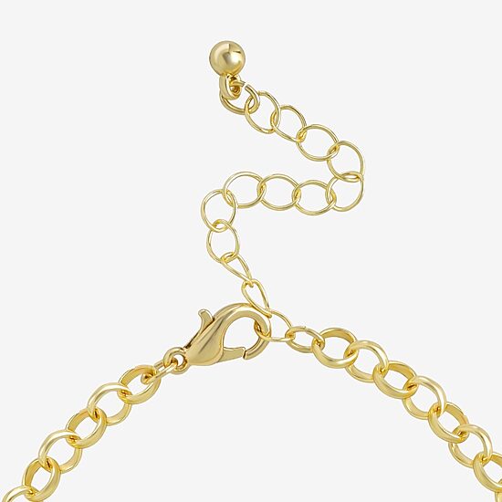 JS Jessica Simpson Gold Tone Charm Bracelet & Drop Earring Womens Crystal Heart 3-pc. Jewelry Set