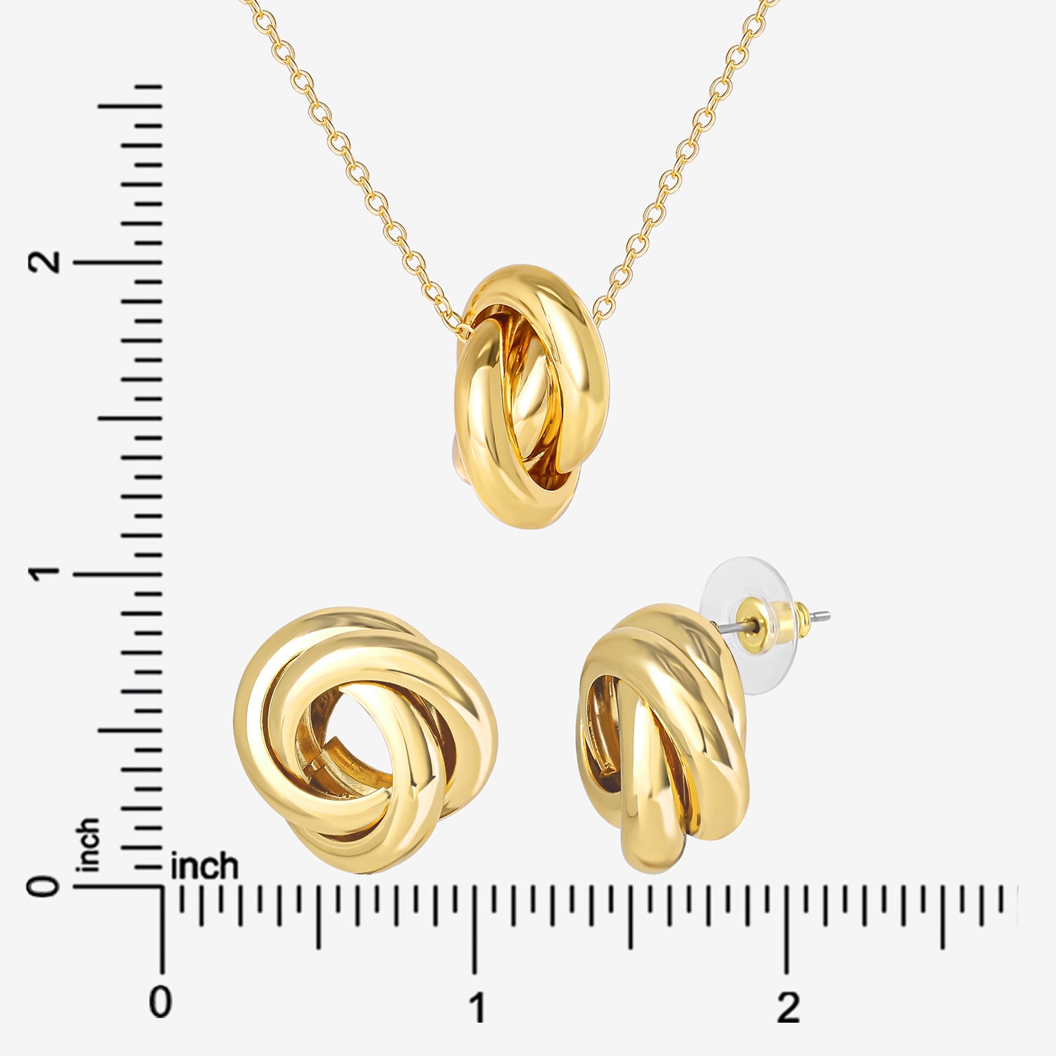 JS Jessica Simpson Gold Tone Pendant Necklace & Stud Earring Womens Knot 3-pc. Jewelry Set