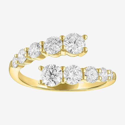 Diamond Addiction (G-H, Si2-I1) Womens 2 CT. T.W. Lab Grown White Diamond 10K Gold Bypass Cocktail Ring, 10, Yellow