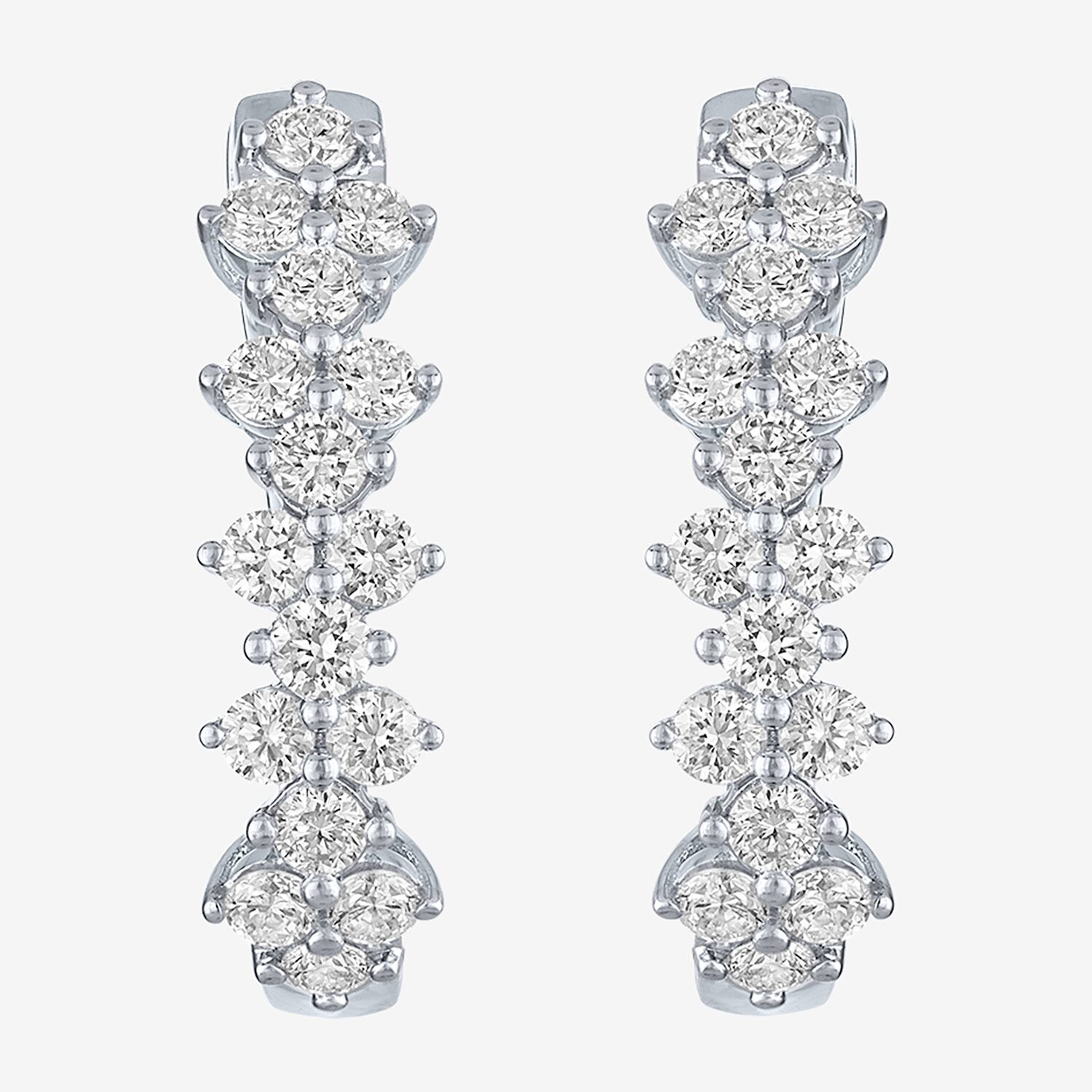 (G-H / Si2 I1) Womens 2 CT. T.W. Lab Grown White Diamond 10K Gold 24.5mm Hoop Earrings