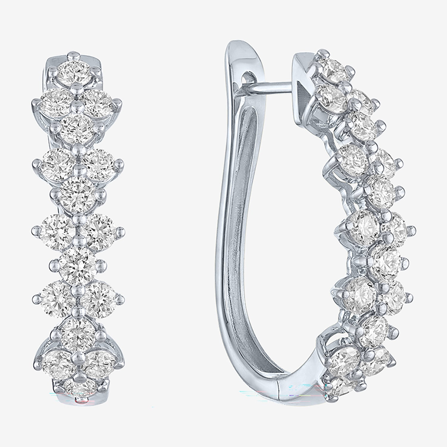 (G-H / Si2 I1) Womens 2 CT. T.W. Lab Grown White Diamond 10K Gold 24.5mm Hoop Earrings