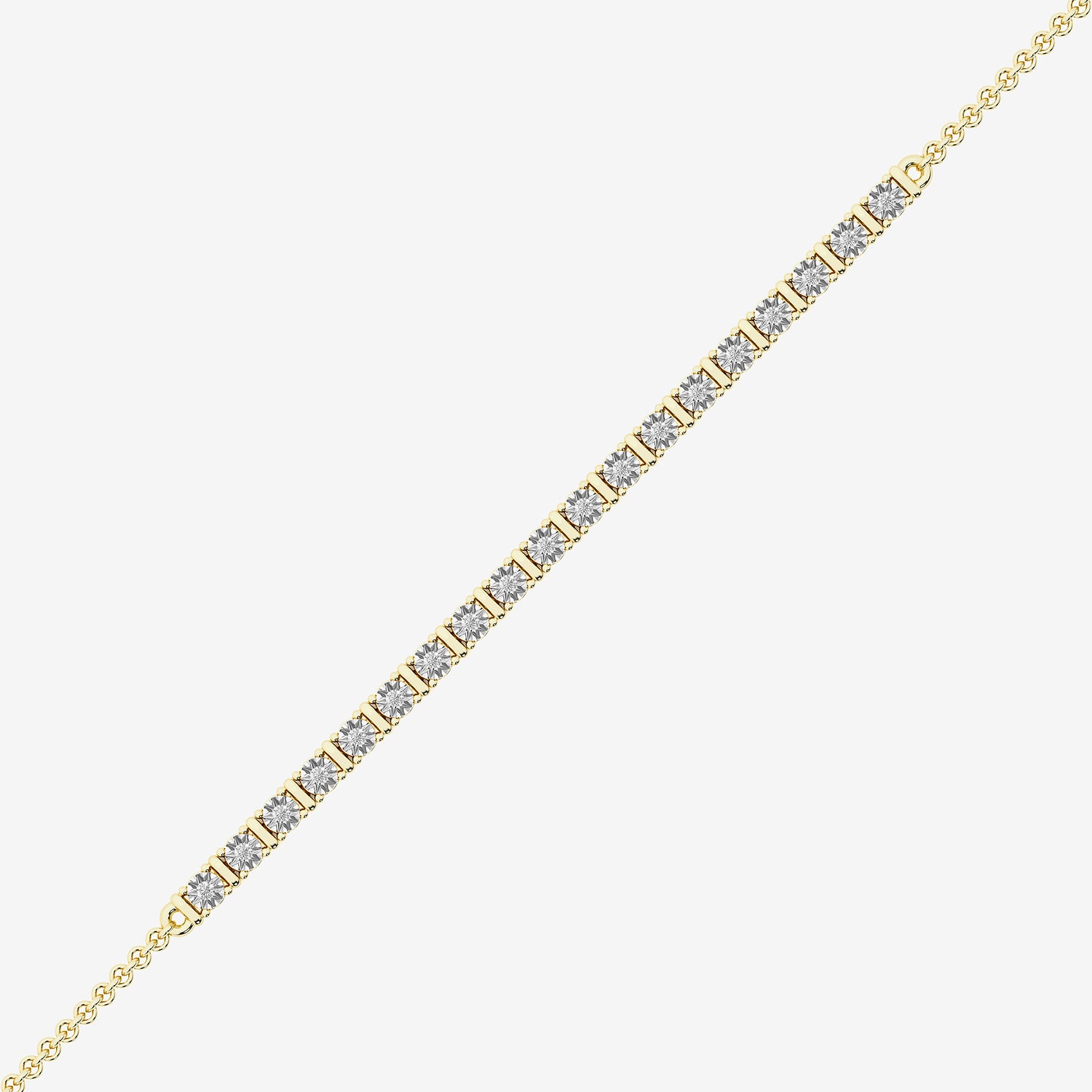 (G / Si1-Si2) Womens 1/10 CT. T.W. Lab Grown White Diamond Sterling Silver Bolo Bracelet