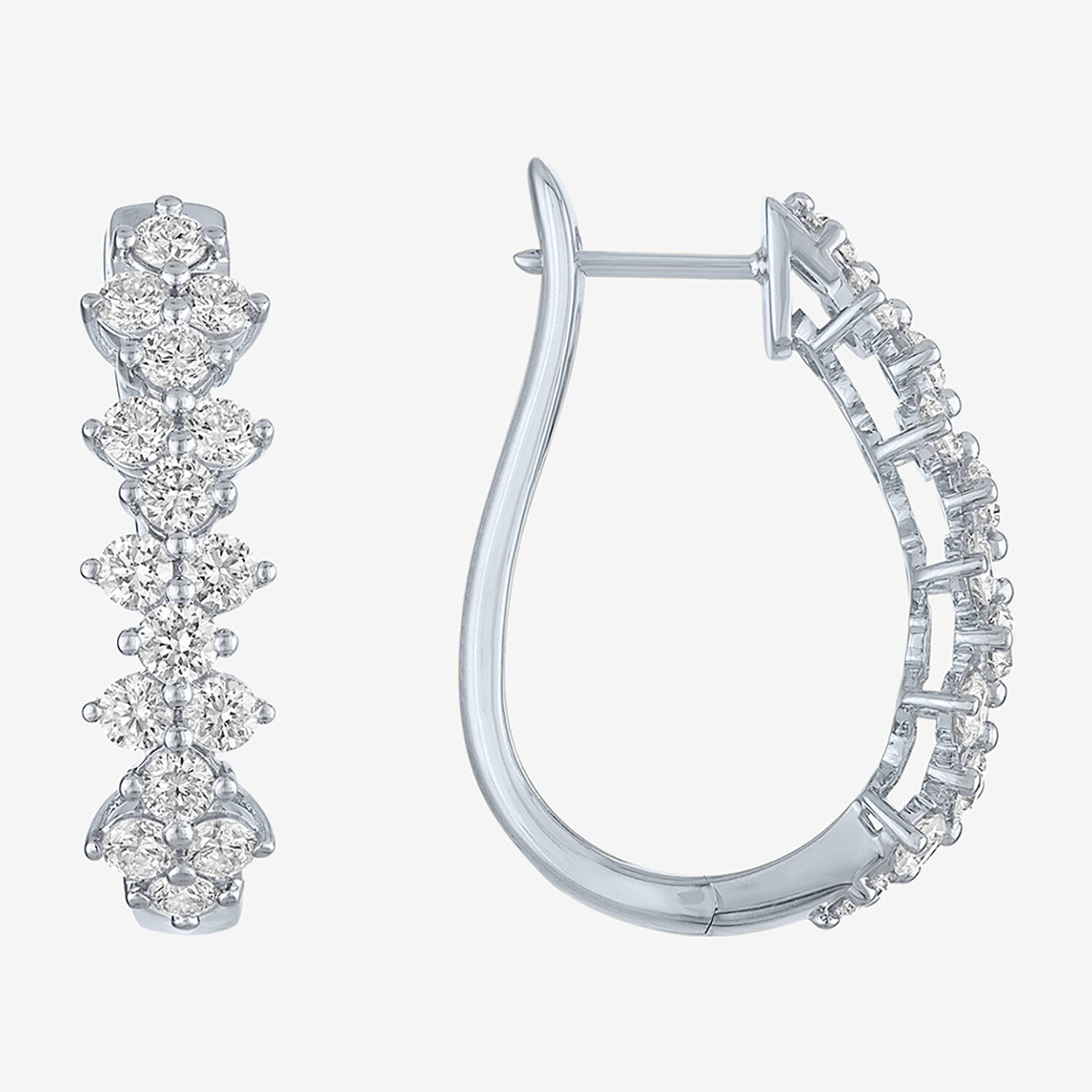 (G-H / Si2 I1) Womens 2 CT. T.W. Lab Grown White Diamond 10K Gold 24.5mm Hoop Earrings