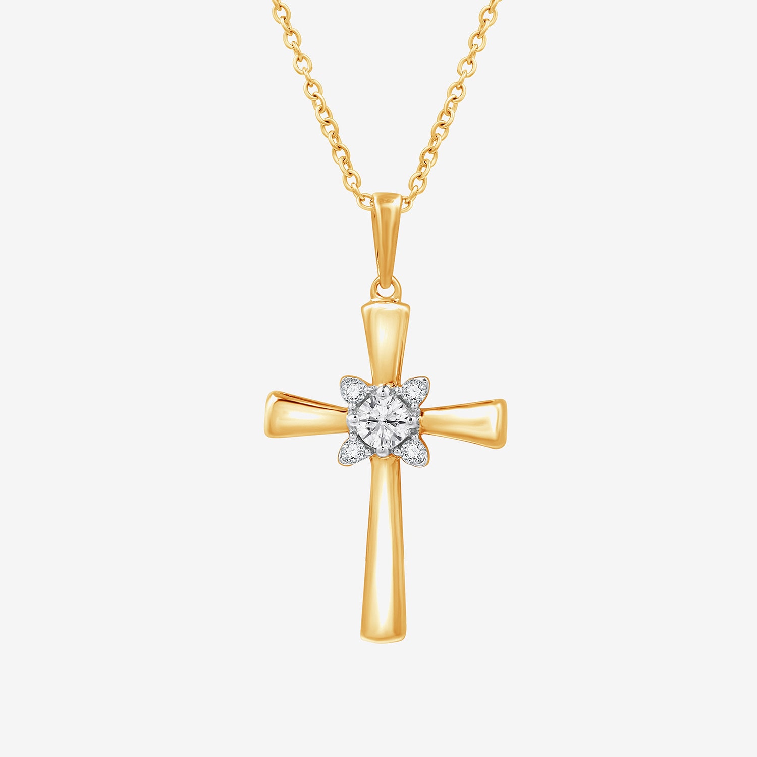 Cross (F / Si1-Si2) Womens 1/4 CT. T.W. Lab Grown White Diamond 14K Gold Over Brass Cross 18 Inch Pendant Necklace