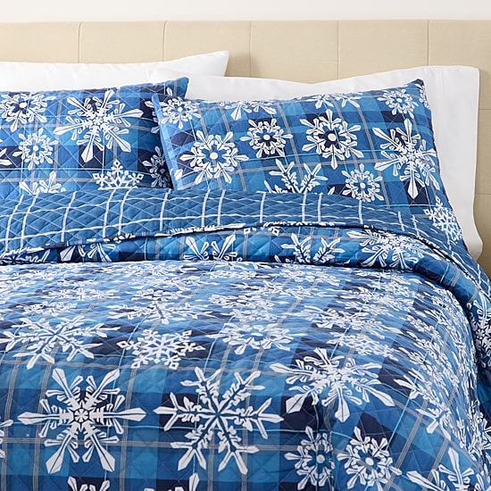 Hudson & Main Snowflake Plaid 3-pc. Easy Care Quilt Set
