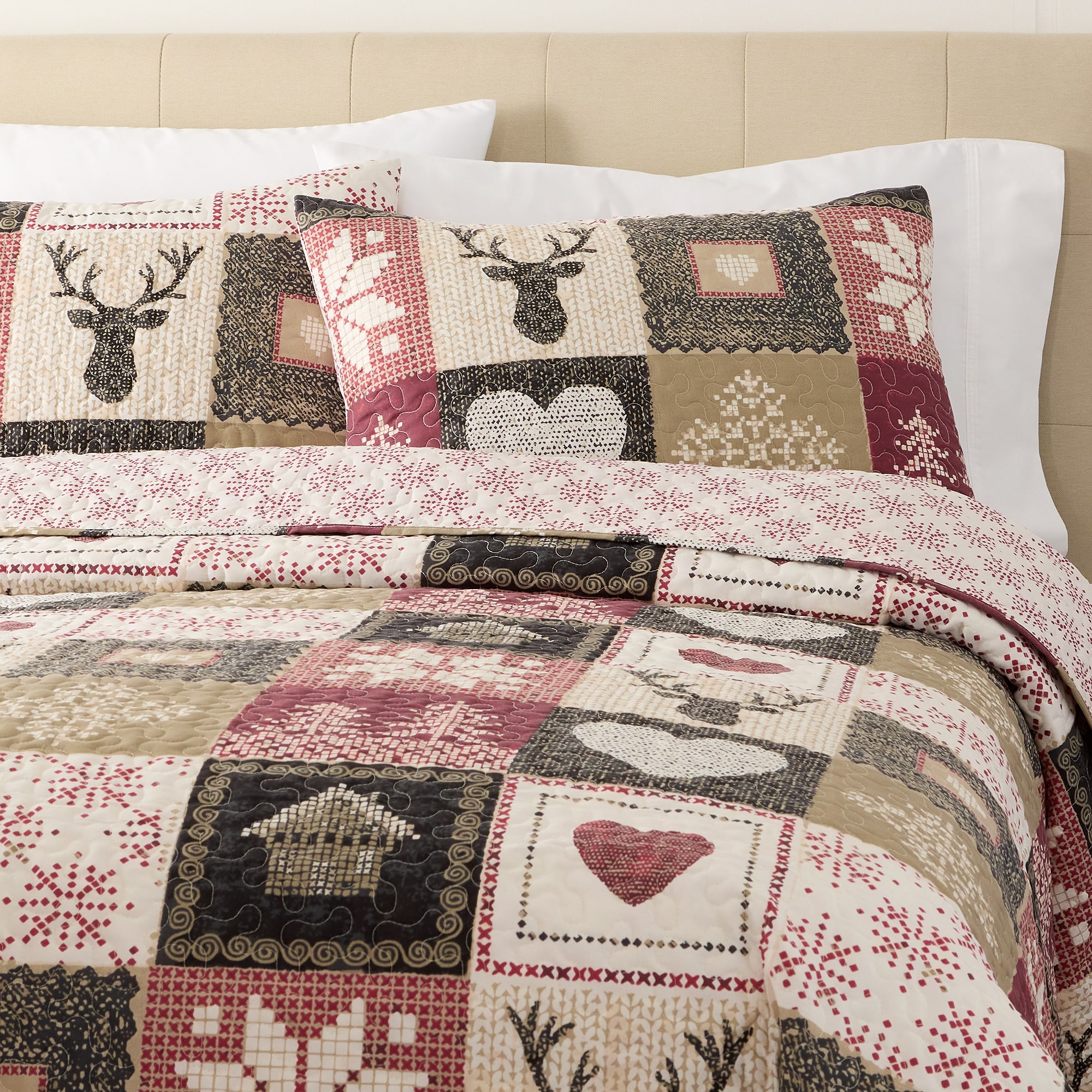 Hudson & Main Christmas Patchwork 3-pc. Easy Care Quilt Set
