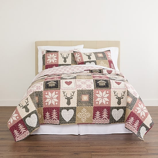 Hudson & Main Christmas Patchwork 3-pc. Easy Care Quilt Set