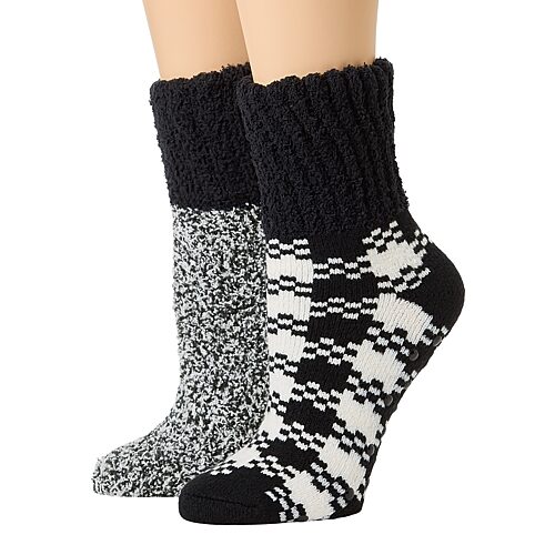 Licensed Properties Super Soft Cozy Womens Multi-pack 2 Pair Slipper Socks In Black