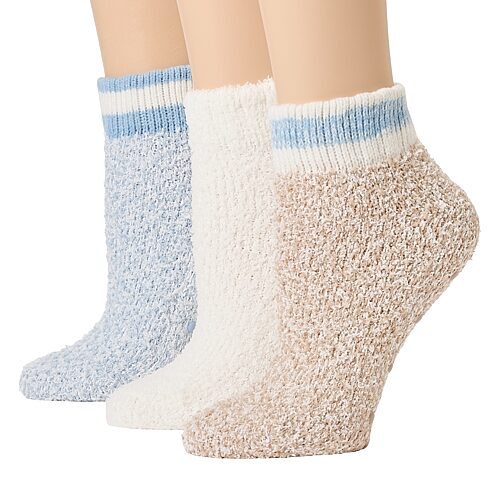 Licensed Properties Super Soft Cozy Womens Multi-pack 3 Pair Slipper Socks In Beige