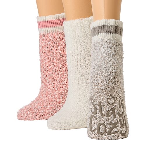 Licensed Properties Super Soft Cozy Womens Multi-pack 3 Pair Slipper Socks In Gray