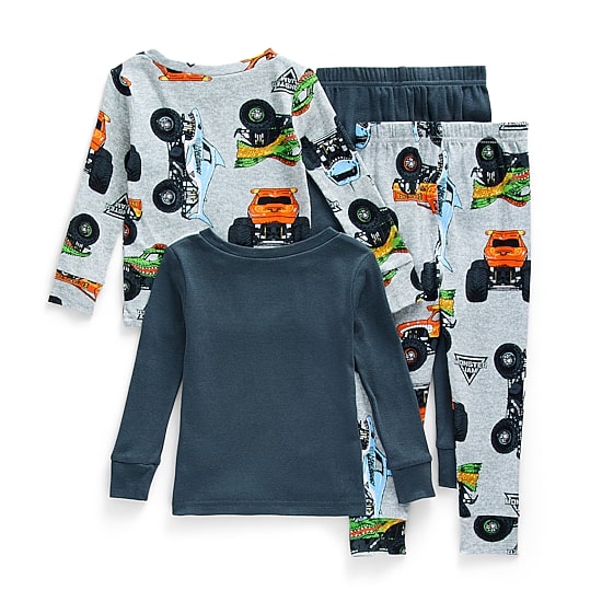 Toddler Boys Monster Jam Crew Neck Long Sleeve 4-pc. Pajama Set