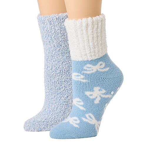 Licensed Properties Super Soft Cozy Womens Multi-pack 2 Pair Slipper Socks In Blue