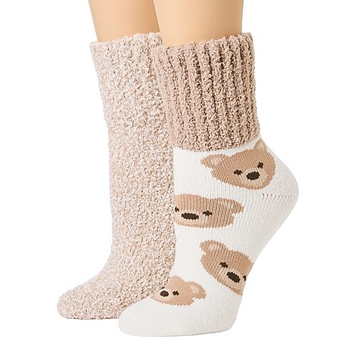 Licensed Properties Super Soft Cozy Womens Multi-pack 2 Pair Slipper Socks In Brown