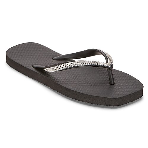 Mixit Womens Rhinestone Flip-flops In Black