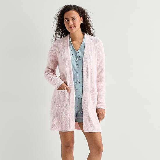 Ambrielle Womens Mid Length Long Sleeve Robe