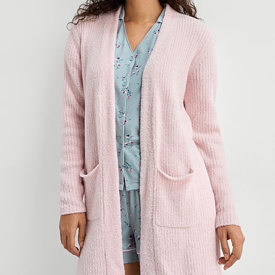 Ambrielle Womens Mid Length Long Sleeve Robe