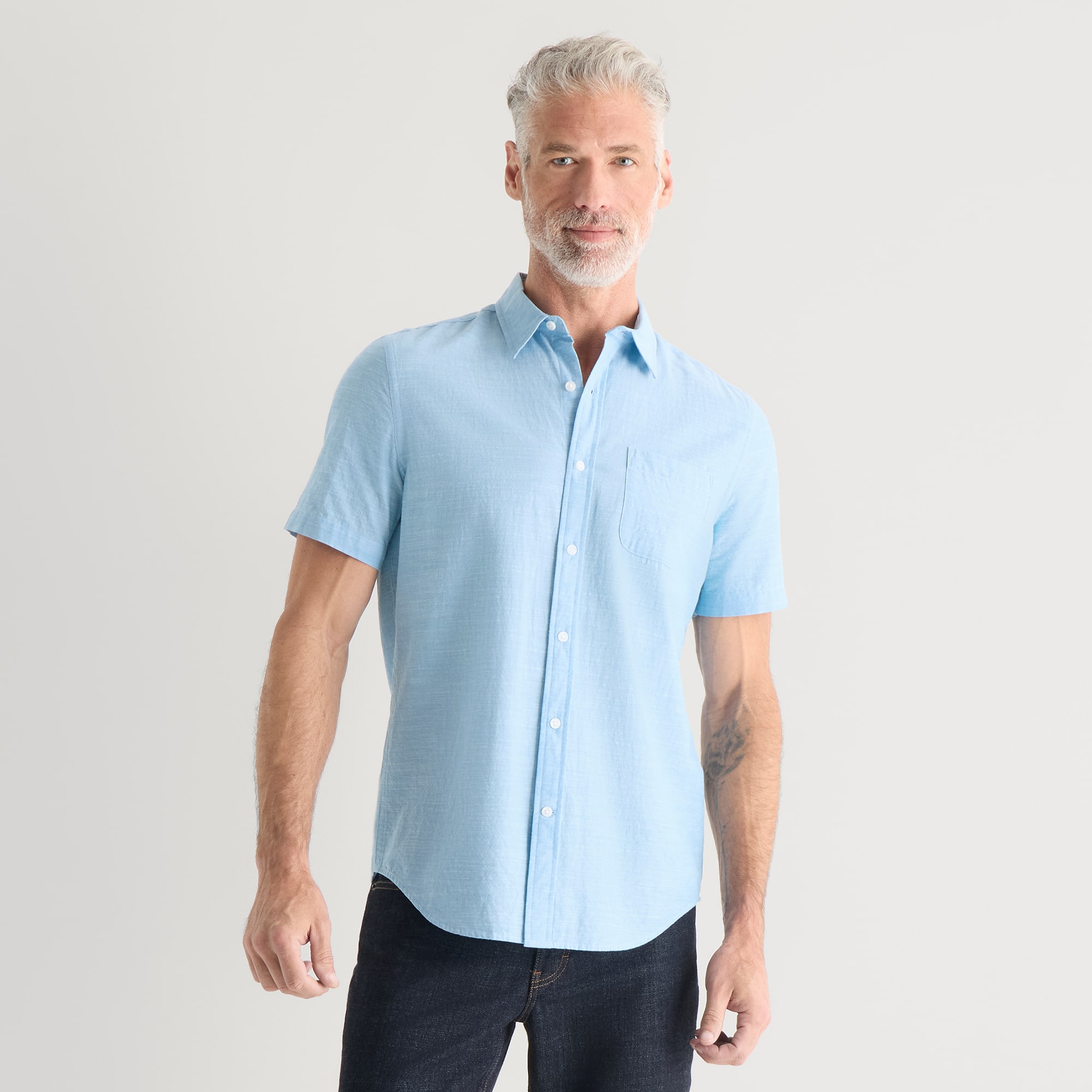 St. John's Bay Slub Mens Short Sleeve Classic Fit Button-Down Shirt