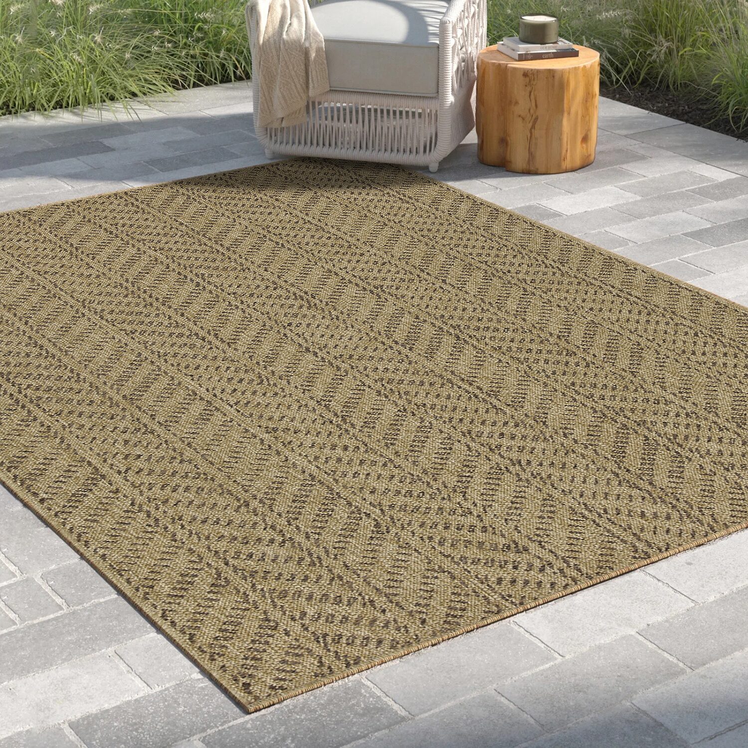 DANTE HOME DECOR Lotus Herringbone Indoor Outdoor Rectangular Area Rug