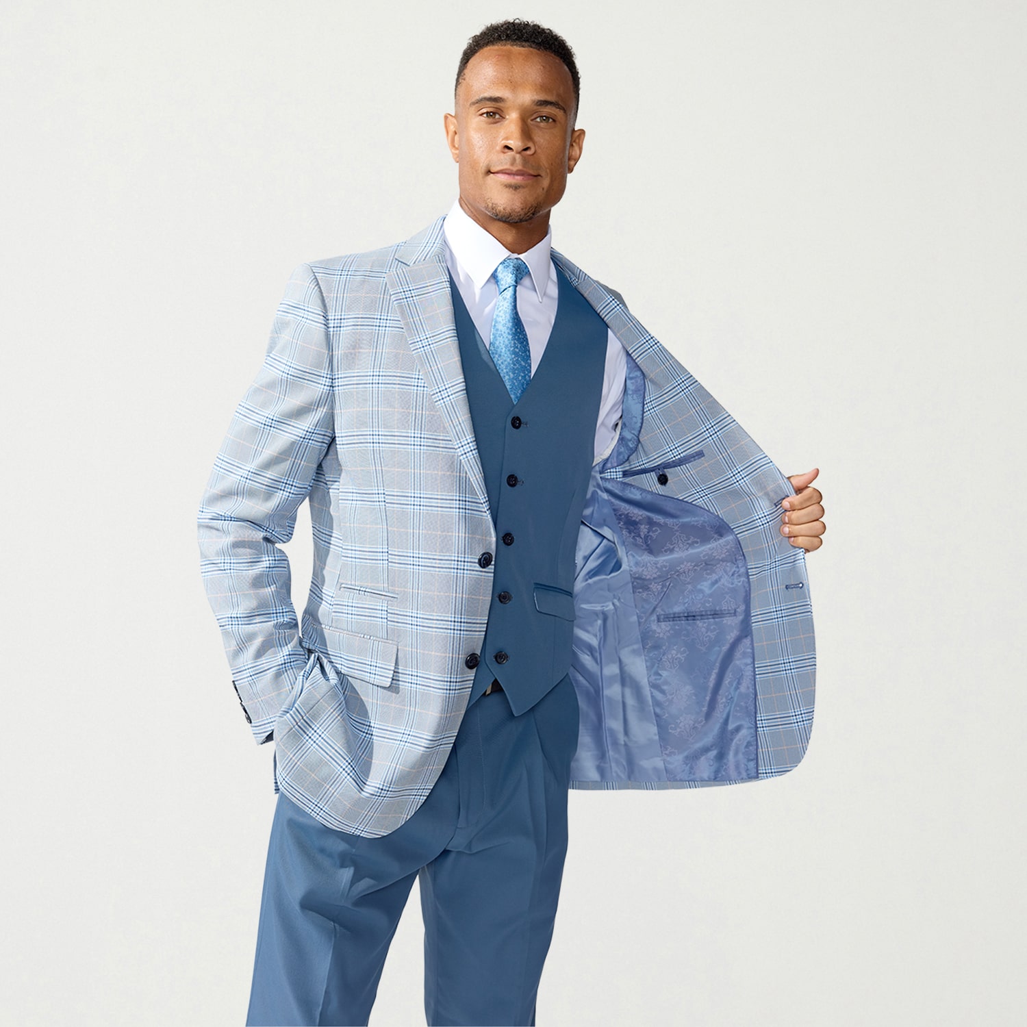Steve Harvey Mens Plus Stretch Fabric Regular Fit Flat Front Suit Pant