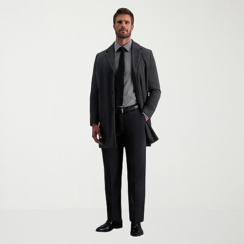 Haggar Men's Premium Comfort Stretch Classic-Fit Solid Flat Front Dress Pants - Charcoal