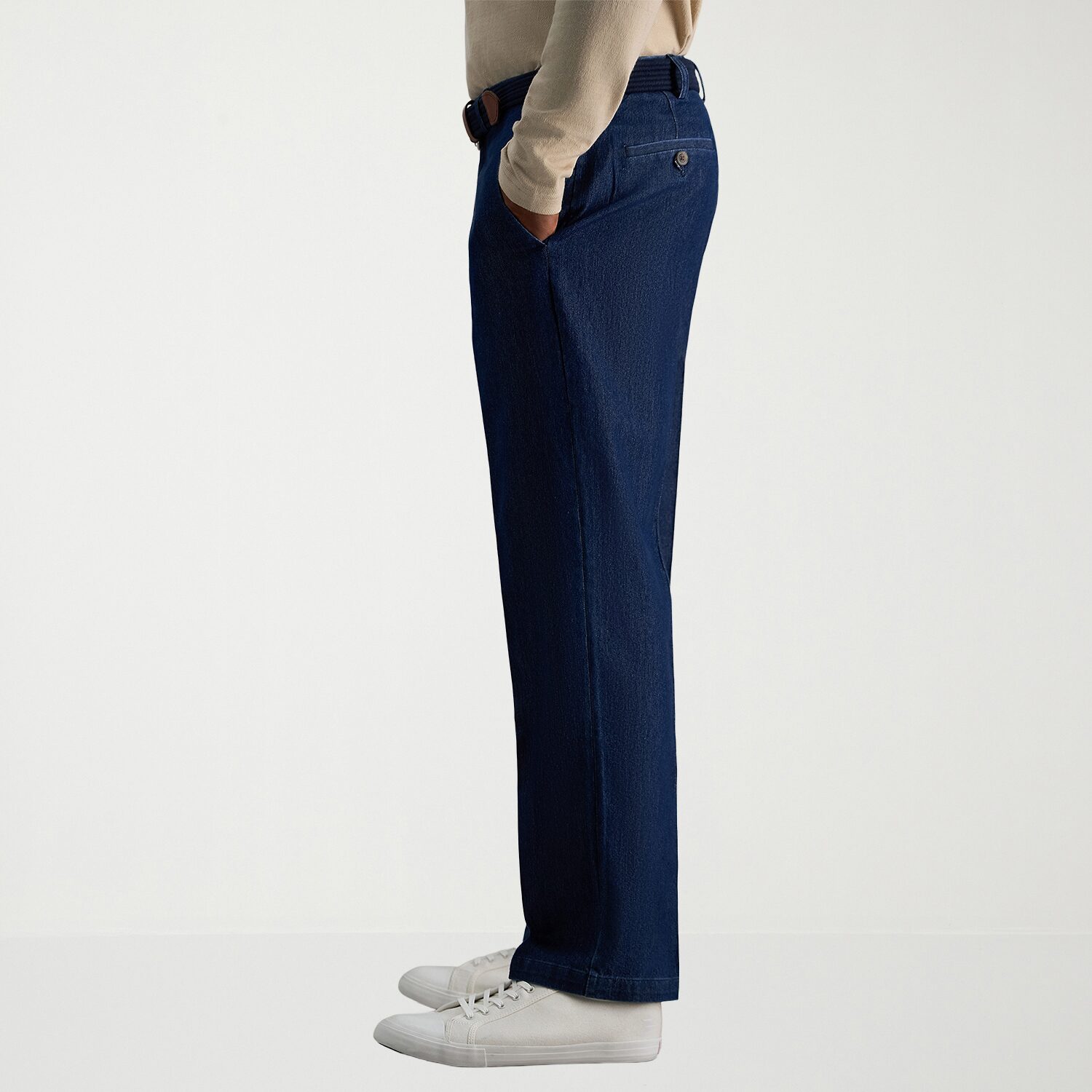 Haggar Stretch Denim Mens Classic Fit Flat Front Pant