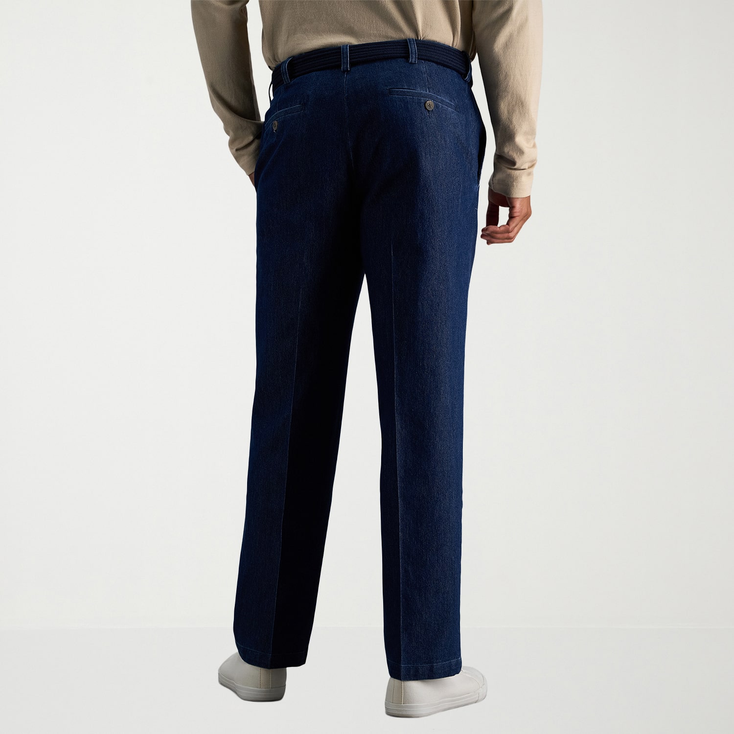 Haggar Stretch Denim Mens Classic Fit Flat Front Pant