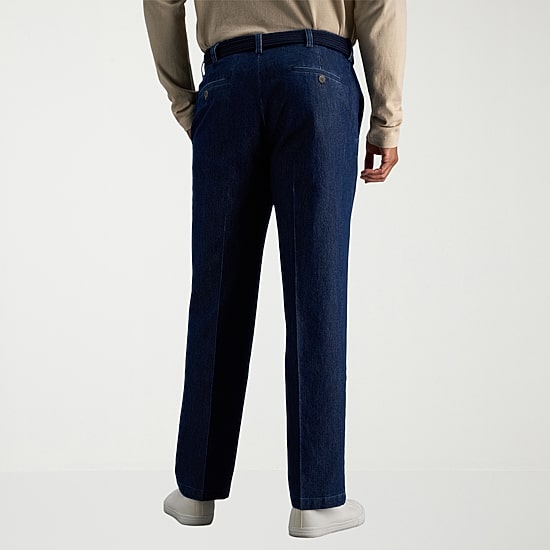 Haggar Stretch Denim Mens Classic Fit Flat Front Pant