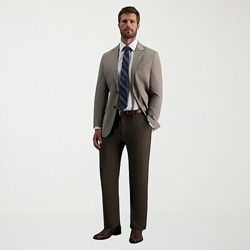 Haggar Men's Premium Comfort Stretch Classic-Fit Solid Pleated Dress Pants - Dark Chocolate