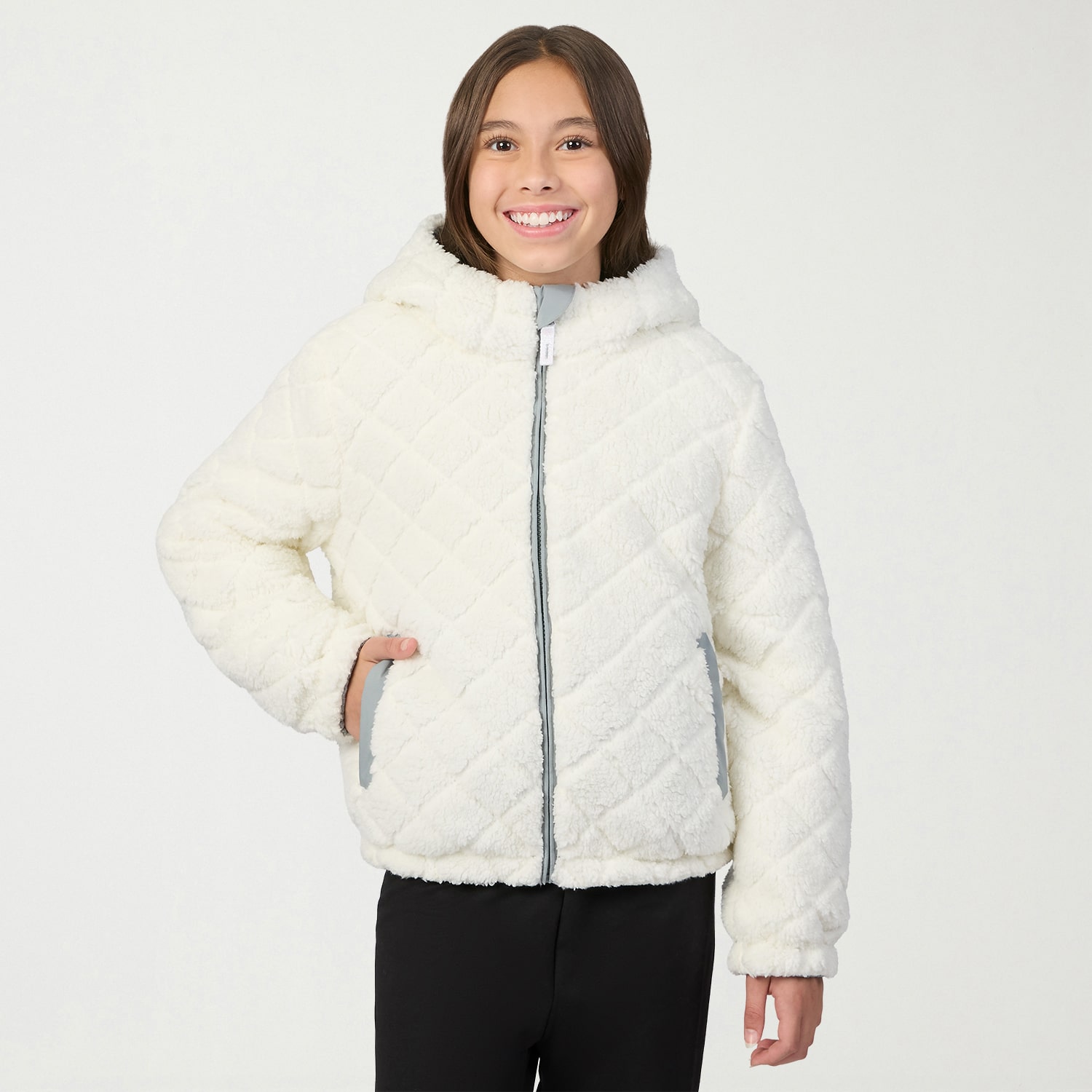 Free Country Big Kid Girls Hooded Reversible Midweight Quilted Jacket