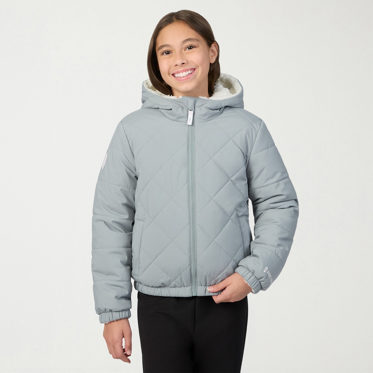 Free Country Big Kid Girls Hooded Reversible Quilted Jacket