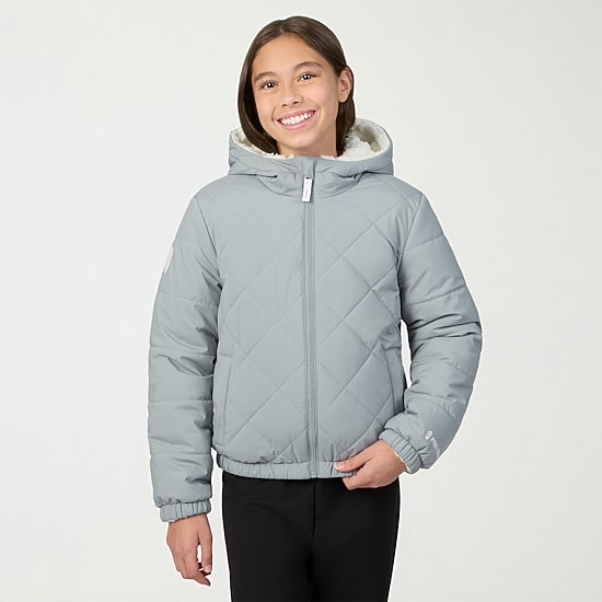 Free Country Big Kid Girls Hooded Reversible Midweight Quilted Jacket