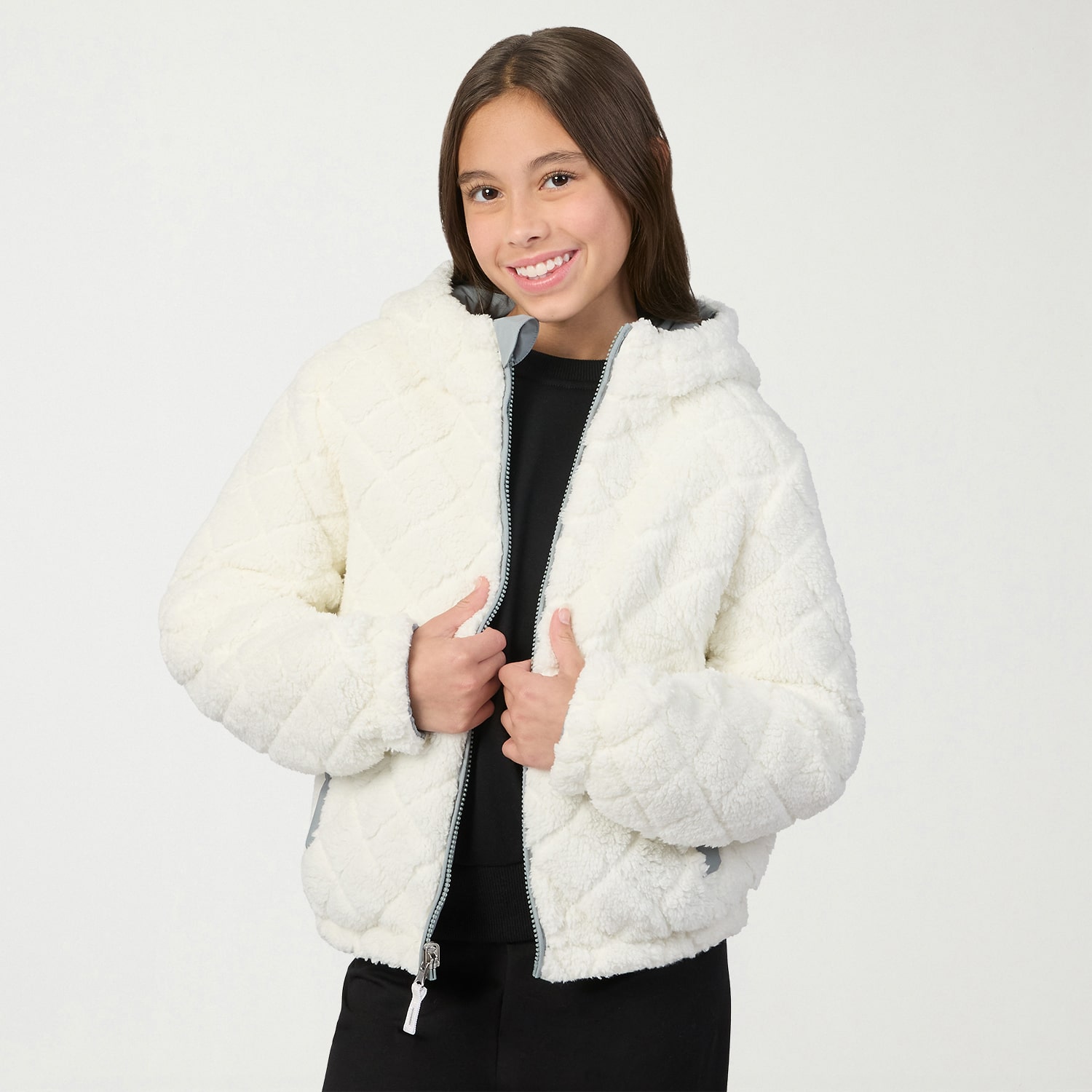 Free Country Big Kid Girls Hooded Reversible Midweight Quilted Jacket