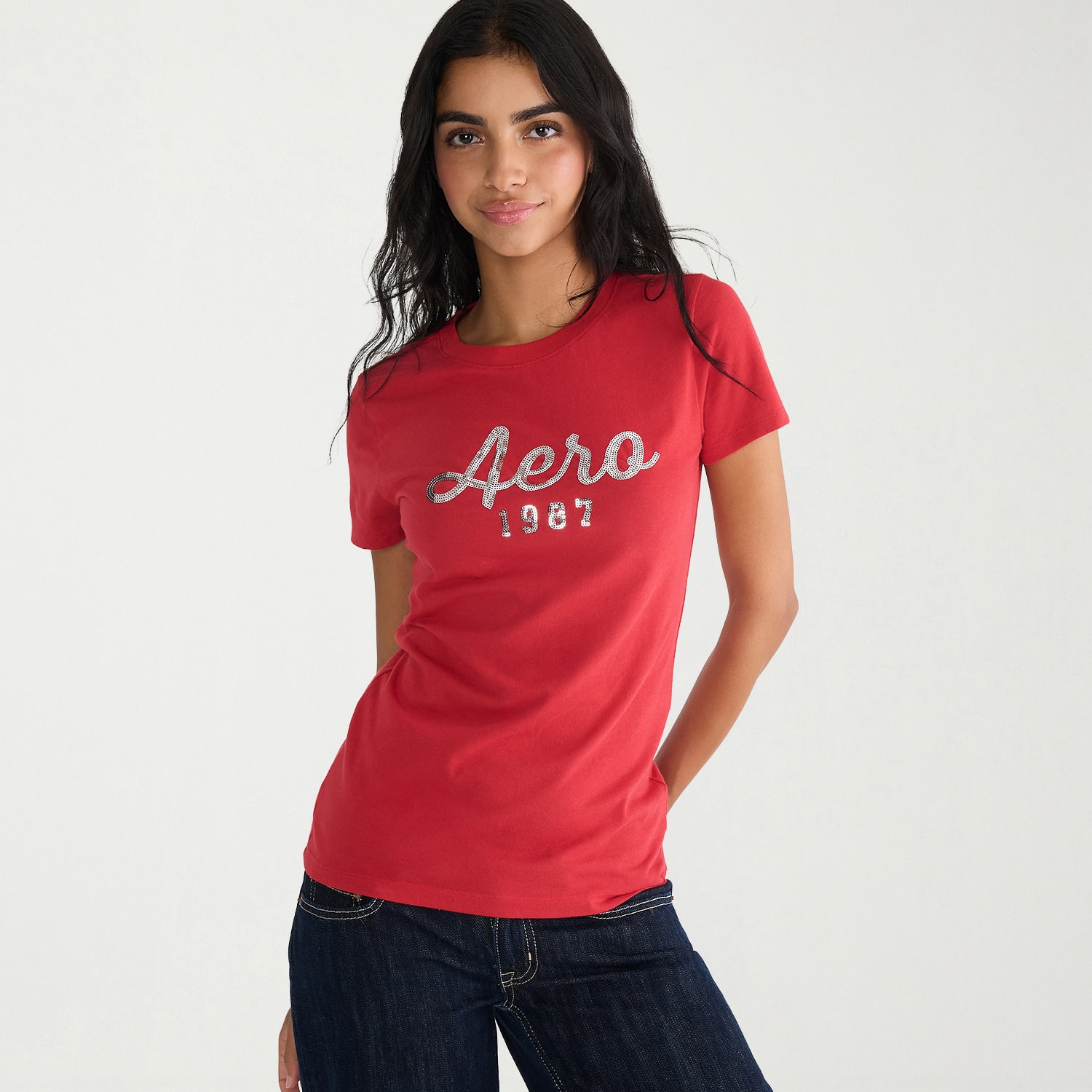 AEROPOSTALE Womens Juniors Crew Neck Short Sleeve Regular Fit Graphic T-Shirt