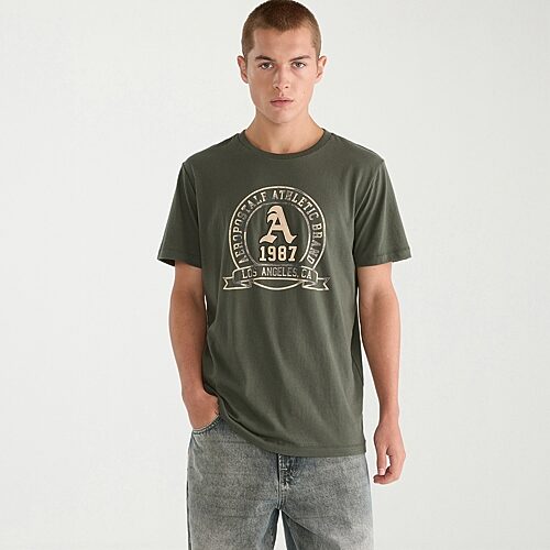 Aéropostale Mens Crew Neck Short Sleeve Regular Fit Graphic T-shirt In Green