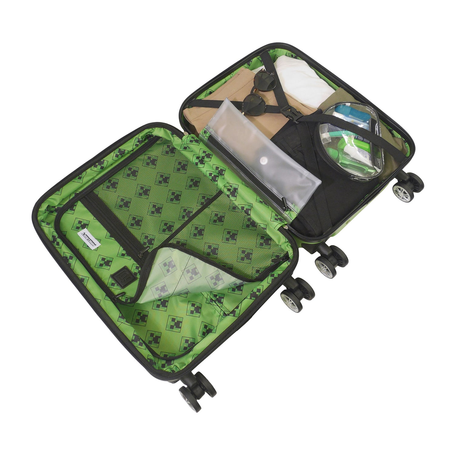 Ful Minecraft Creeper Big Face Minecraft 21 Inch Hardside Expandable Lightweight Carry-On Spinner Luggage