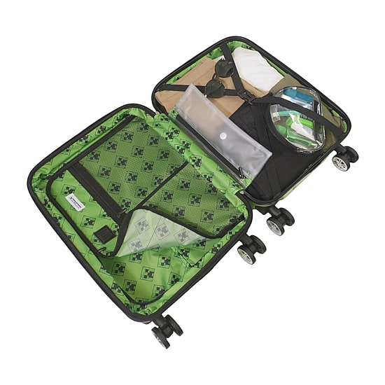 Ful Minecraft Creeper Big Face Minecraft 21 Inch Hardside Expandable Lightweight Carry-On Spinner Luggage