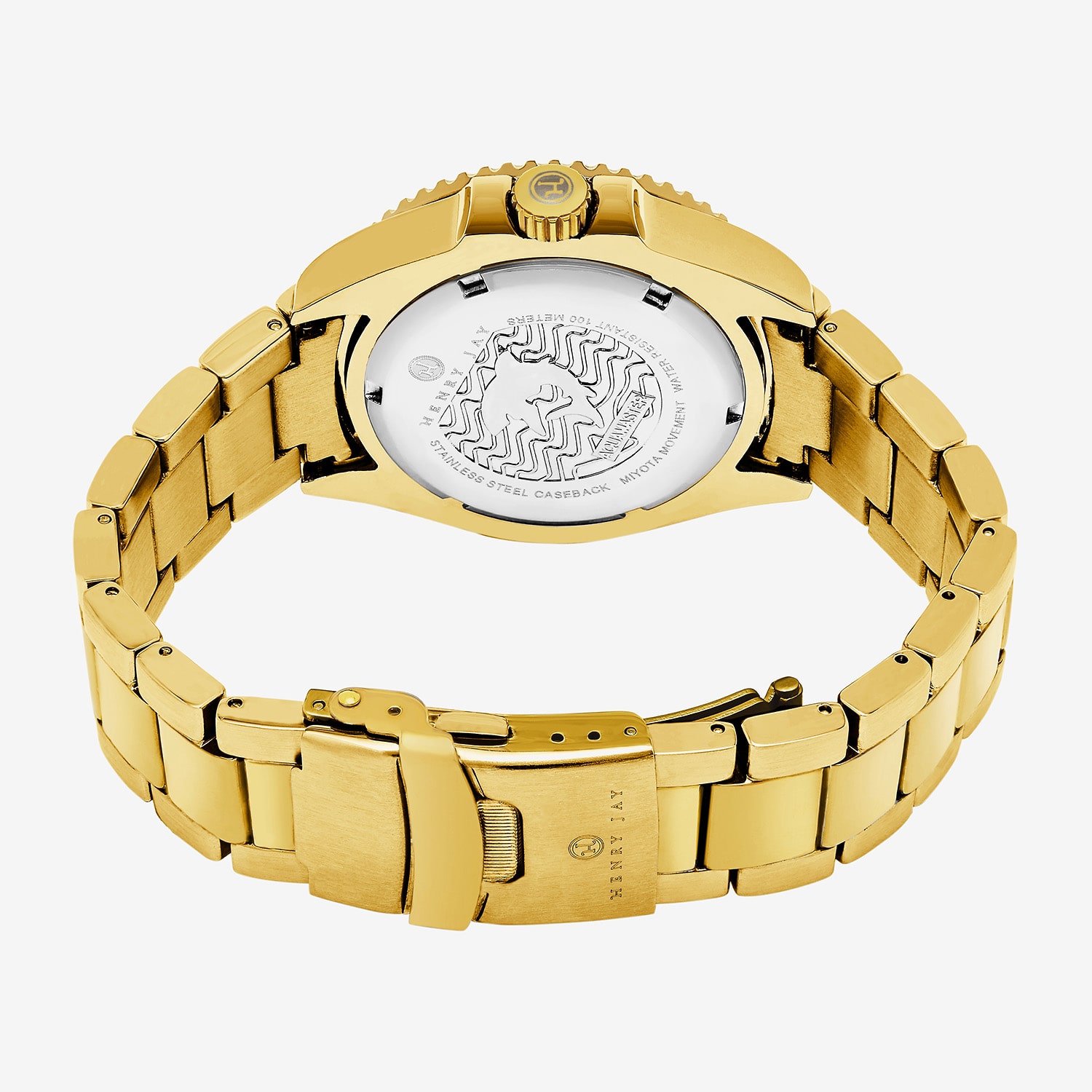 Stuhrling Mens Gold Tone Stainless Steel Bracelet Watch Hj2005.2