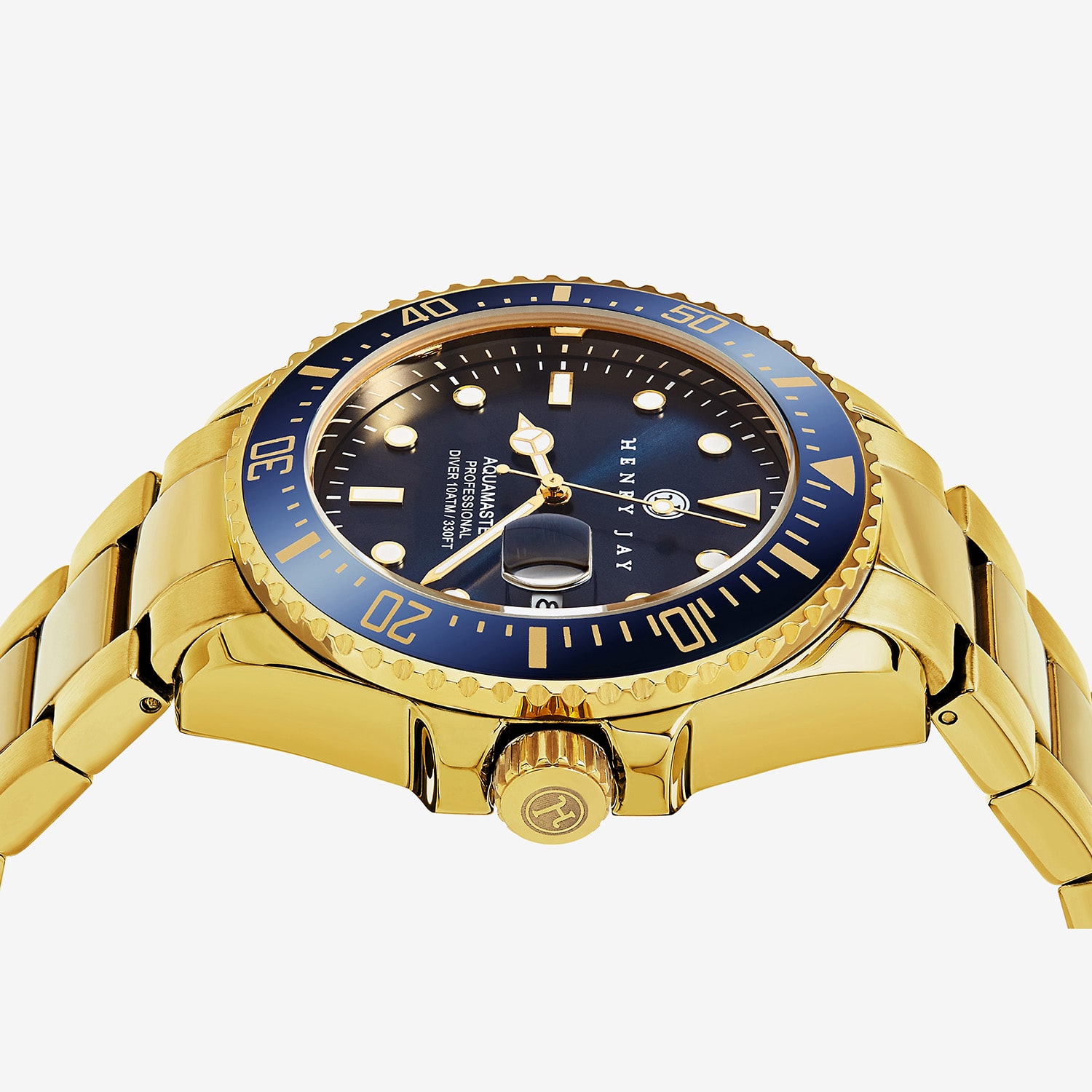 Stuhrling Mens Gold Tone Stainless Steel Bracelet Watch Hj2005.2