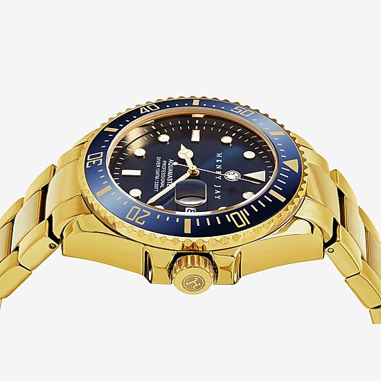 Stuhrling Mens Gold Tone Stainless Steel Bracelet Watch Hj2005.2