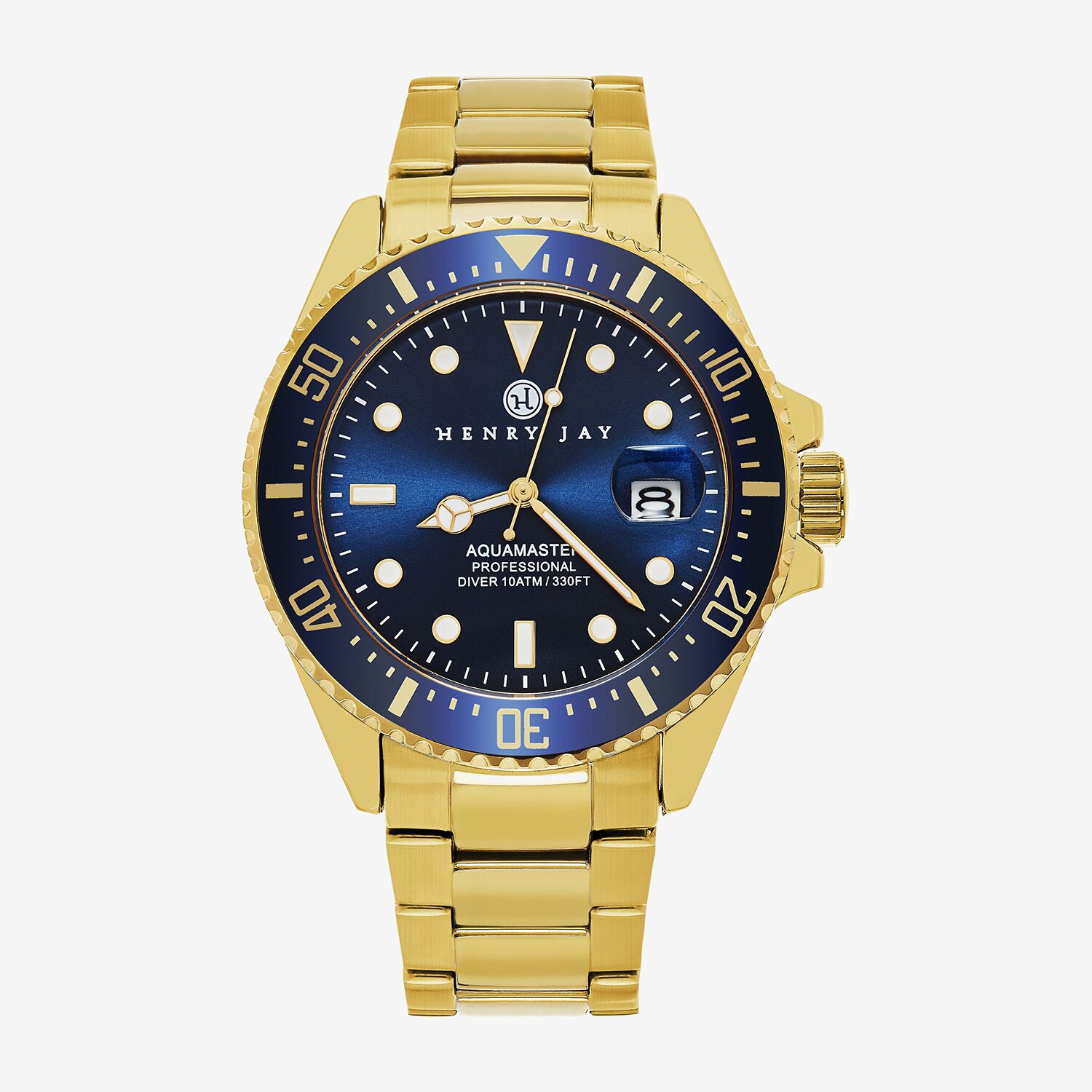 Stuhrling Mens Gold Tone Stainless Steel Bracelet Watch Hj2005.2