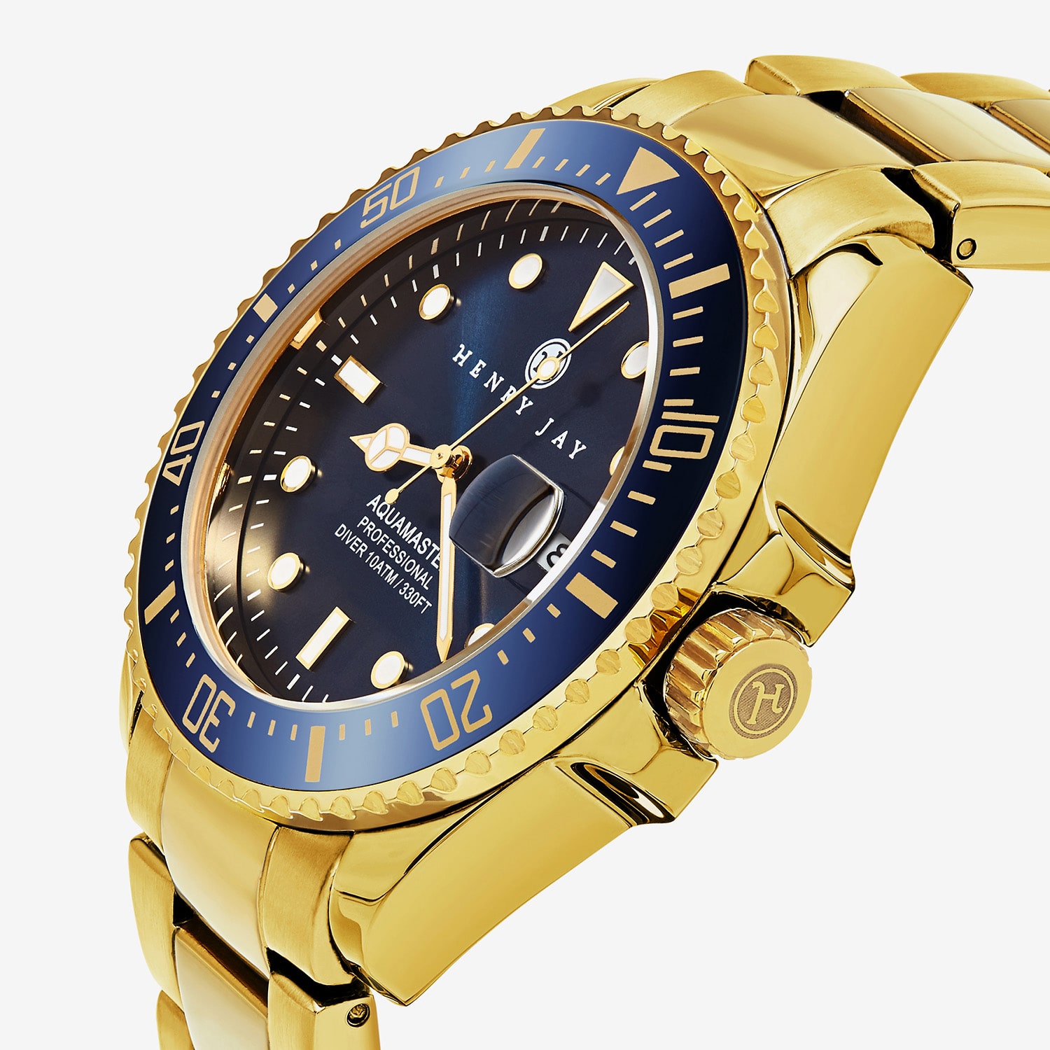 Stuhrling Mens Gold Tone Stainless Steel Bracelet Watch Hj2005.2
