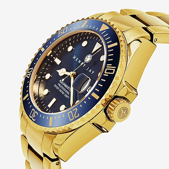Stuhrling Mens Gold Tone Stainless Steel Bracelet Watch Hj2005.2
