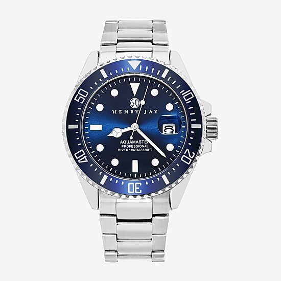 Stuhrling Mens Silver Tone Stainless Steel Bracelet Watch Hj2005.1
