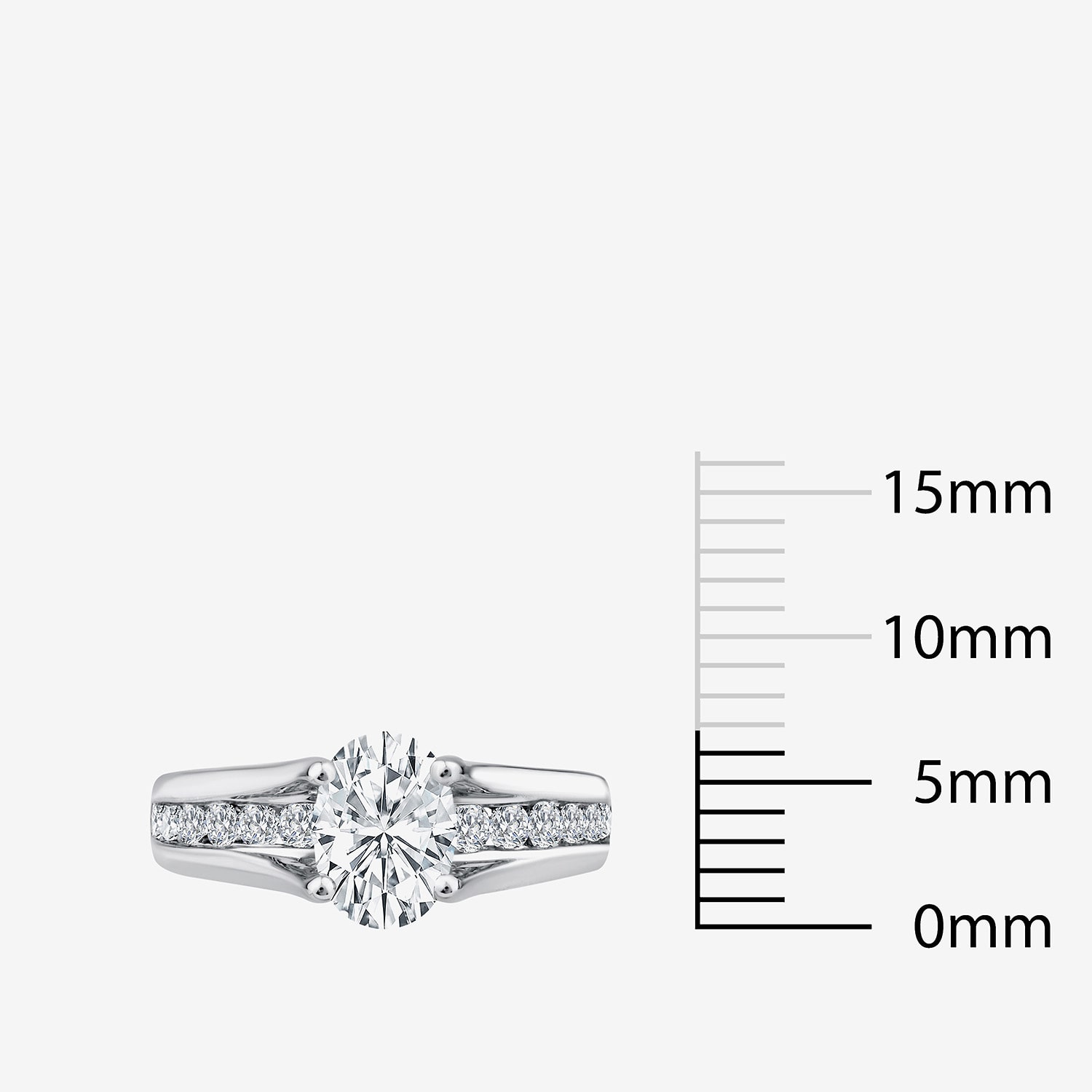 F / Vs2) Womens 2 CT. T.W. Lab Grown White Diamond 14K Gold Oval Side Stone Engagement Ring