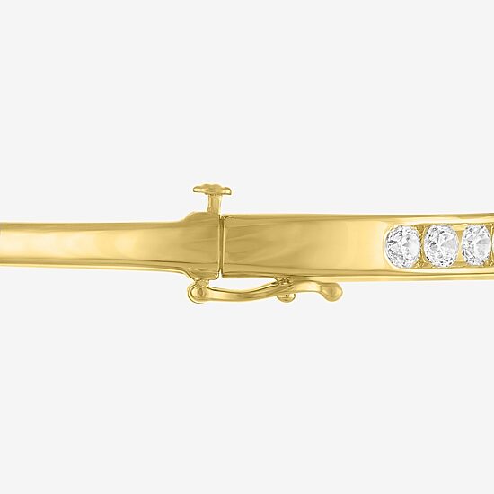 (G-H / Si1-Si2) Womens 3 CT. T.W. Lab Grown White Diamond 14K Gold Over Silver Bangle Bracelet