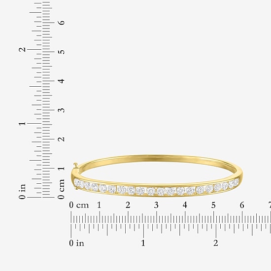 (G-H / Si1-Si2) Womens 3 CT. T.W. Lab Grown White Diamond 14K Gold Over Silver Bangle Bracelet