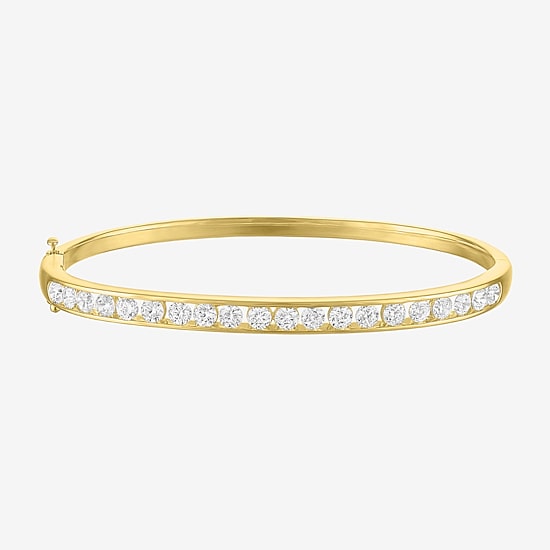 (G-H / Si1-Si2) Womens 3 CT. T.W. Lab Grown White Diamond 14K Gold Over Silver Bangle Bracelet